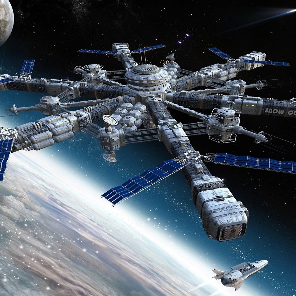 Обои космическая станция, space station разрешение 2560x1440 Загрузить