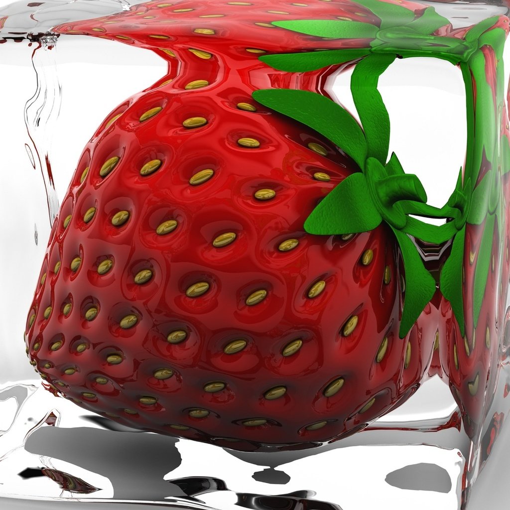 Обои клубника, лёд, куб, 3д, strawberry, ice, cube, 3d разрешение 1920x1080 Загрузить
