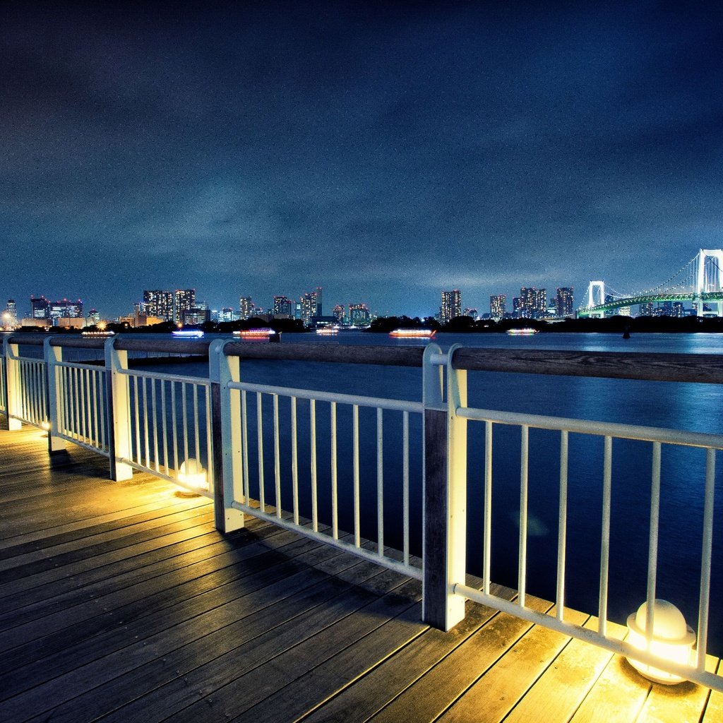 Обои по, токио, ноч, waterfront, at, tokyo, night разрешение 2696x1797 Загрузить