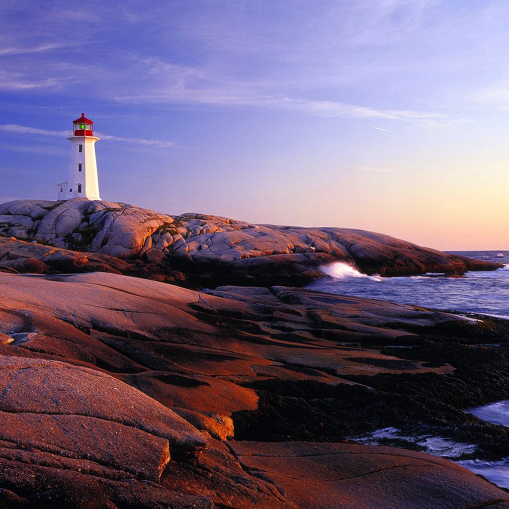 Обои закат, море, маяк, океан, канада, новая шотландия, маяк пегги-пойнт, маяк пеггис-коув, peggys point lighthouse, peggy's cove, sunset, sea, lighthouse, the ocean, canada разрешение 1920x1200 Загрузить