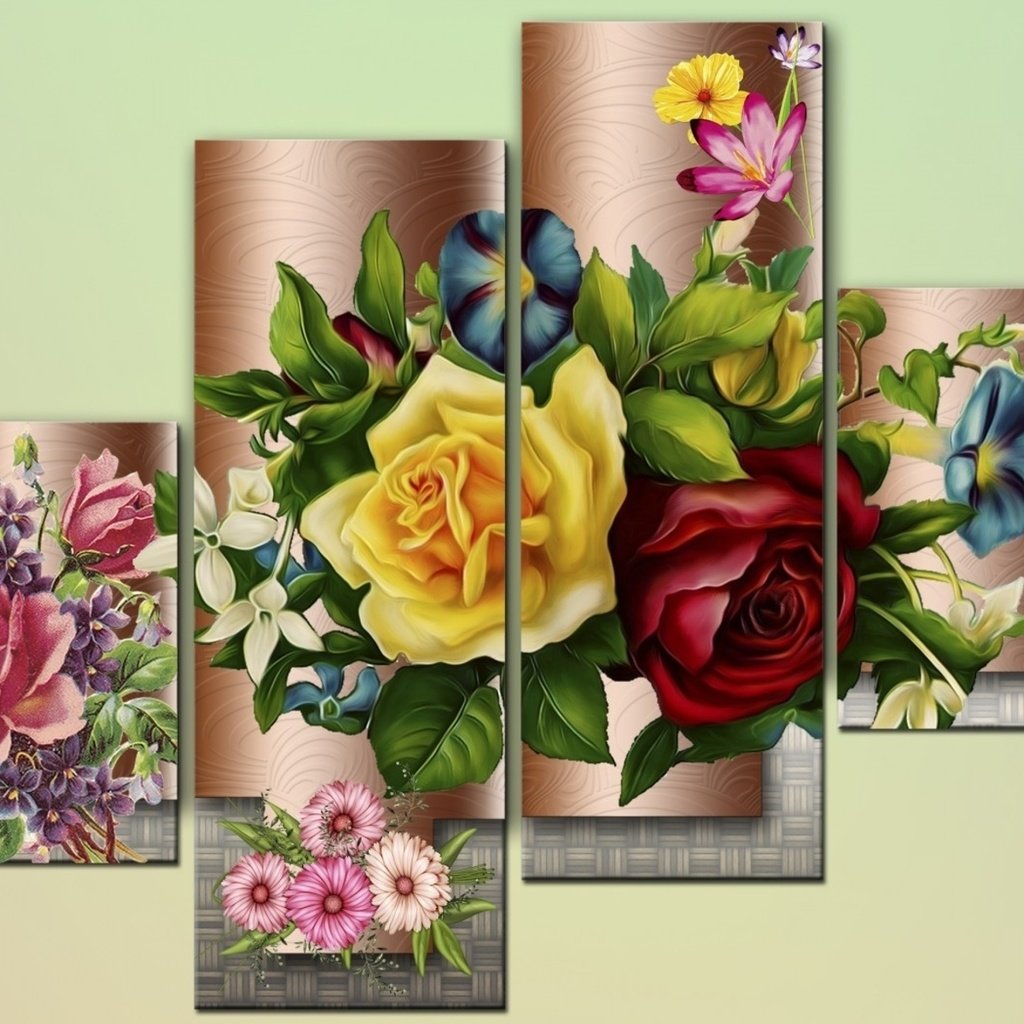 Обои цветы, рисунок, фон, розы, плитка, flowers, figure, background, roses, tile разрешение 1920x1200 Загрузить