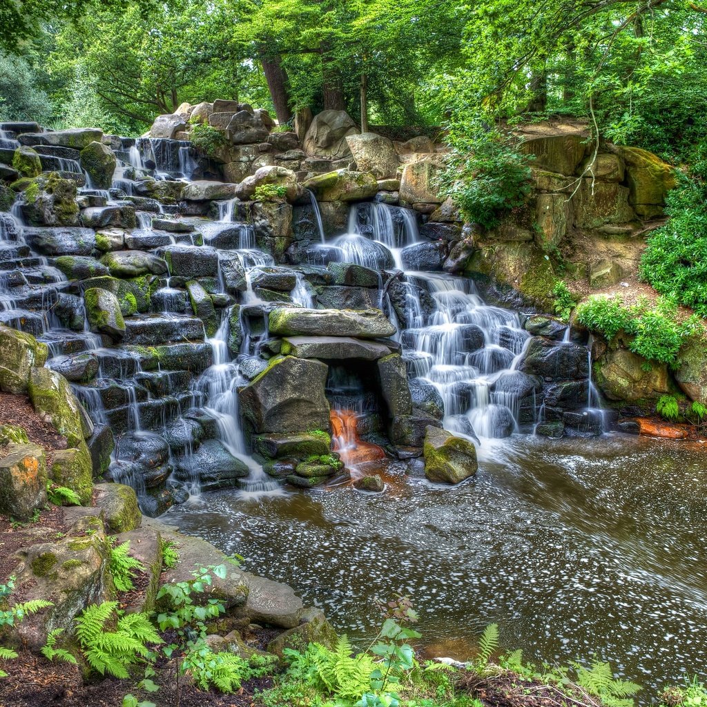 Обои деревья, скалы, пейзаж, водопад, вирджиния, trees, rocks, landscape, waterfall, va разрешение 2880x1919 Загрузить