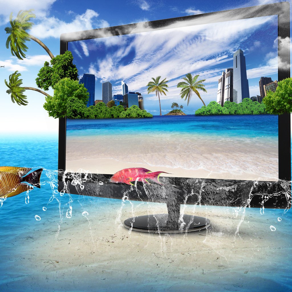 Обои природа, телевизор, монитор, океан, экран, k, nature, tv, monitor, the ocean, screen разрешение 2560x1600 Загрузить