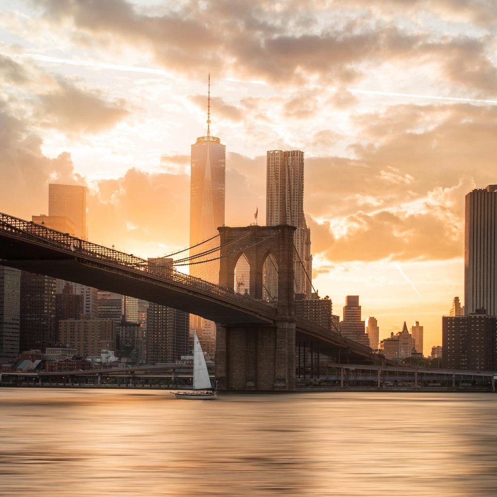 Обои река, закат, мост, город, сша, бруклин, river, sunset, bridge, the city, usa, brooklyn разрешение 2047x1585 Загрузить