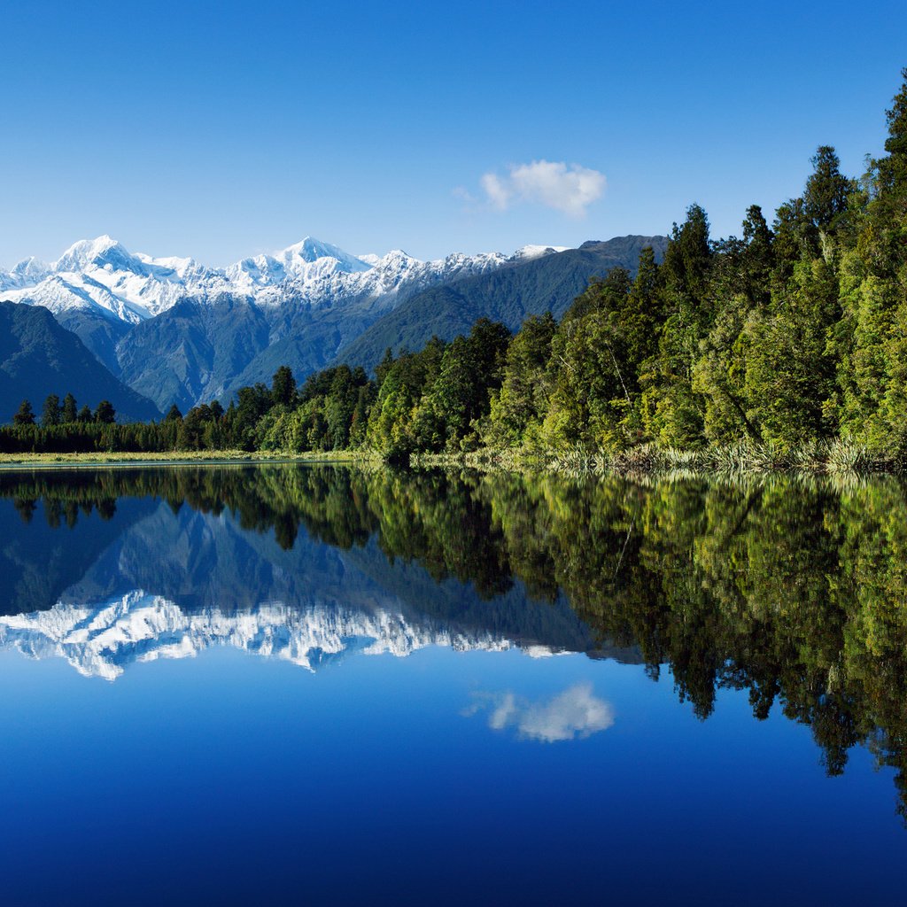 Обои небо, вода, озеро, лес, отражение, гора, новая зеландия, the sky, water, lake, forest, reflection, mountain, new zealand разрешение 1920x1280 Загрузить