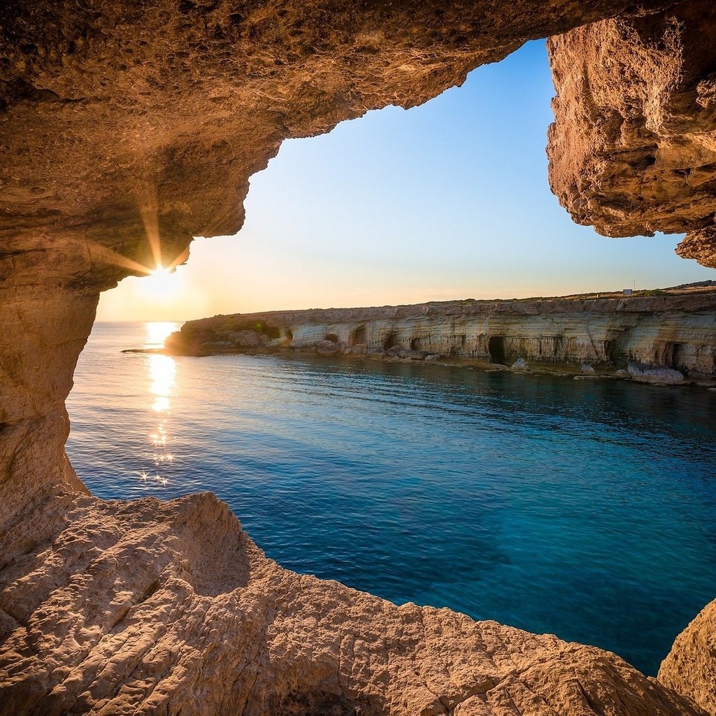 Обои скалы, солнце, море, кипр, rocks, the sun, sea, cyprus разрешение 1920x1200 Загрузить