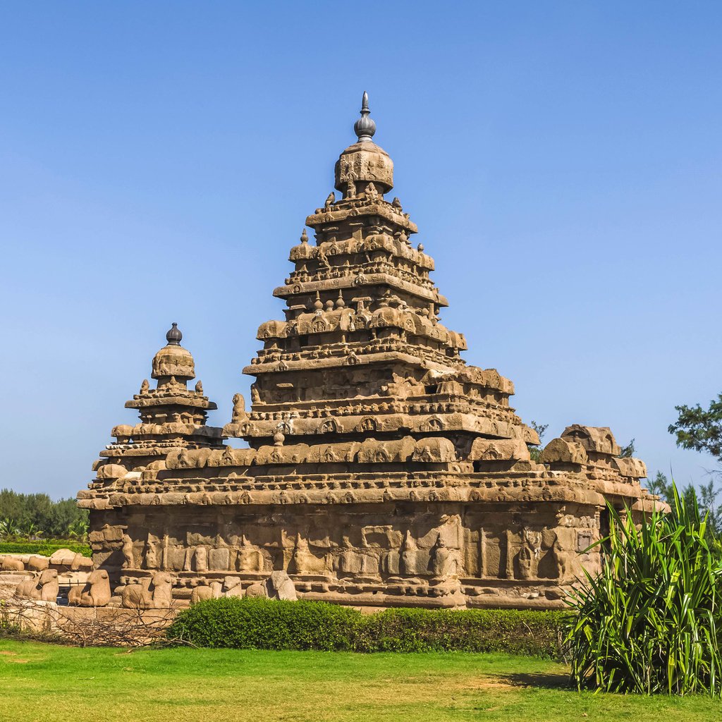 Обои храм, индия, махабалипурам, мамаллапурам, temple, india, mahabalipuram, mamallapuram разрешение 3840x2400 Загрузить