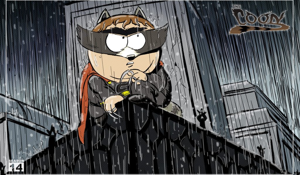 Обои герой, картман, южный парк, coon, енот, супер, злодей, hero, cartman, south park, raccoon, super, villain разрешение 1920x1200 Загрузить