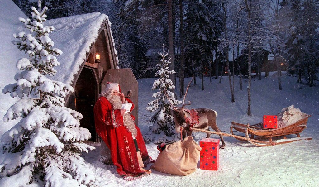 Обои новый год, олень, зима, рождество, санта клаус, new year, deer, winter, christmas, santa claus разрешение 1920x1200 Загрузить