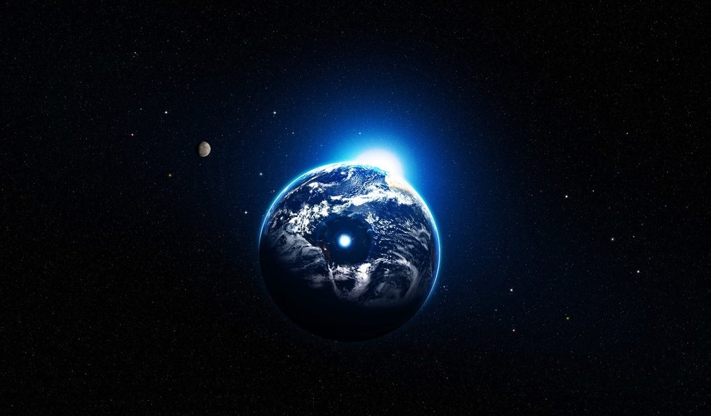 Обои земля, звезды, планета, блик света, earth, stars, planet, the patch of light разрешение 2560x1600 Загрузить