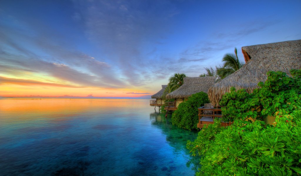 Обои закат, домик, таити, the island of moorea, sunset, house, tahiti разрешение 2560x1600 Загрузить