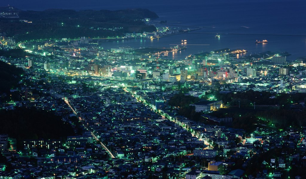 Обои ночь, огни, город, япония, хоккайдо, night, lights, the city, japan, hokkaido разрешение 1920x1200 Загрузить