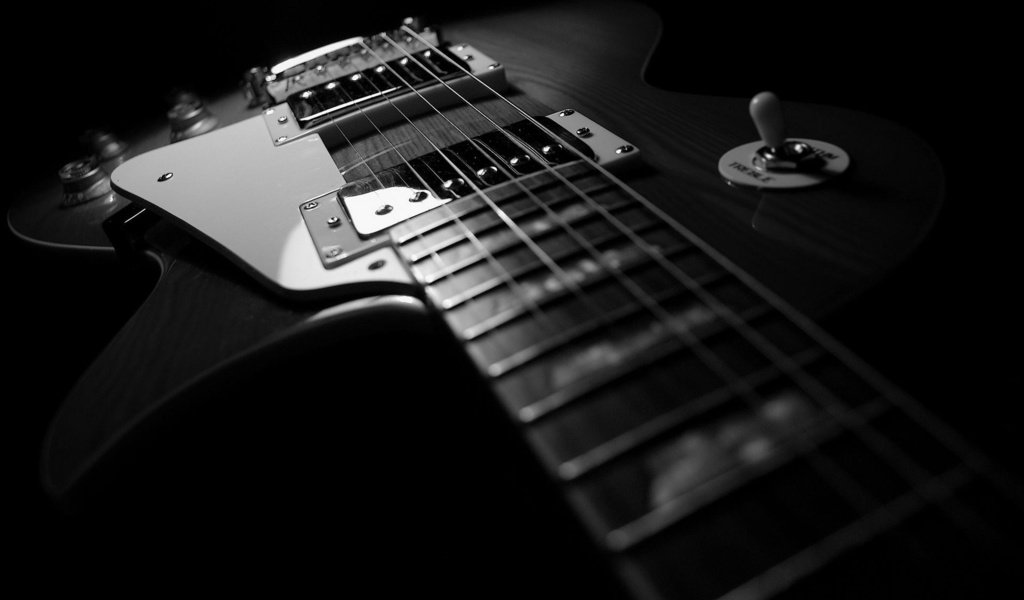 Обои гитара, чёрно-белое, черный, струны, рок, guitar, black and white, black, strings, rock разрешение 1920x1200 Загрузить