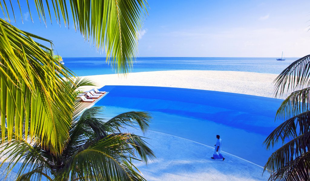Обои море, пляж, тропики, мальдивы, sea, beach, tropics, the maldives разрешение 5589x3710 Загрузить