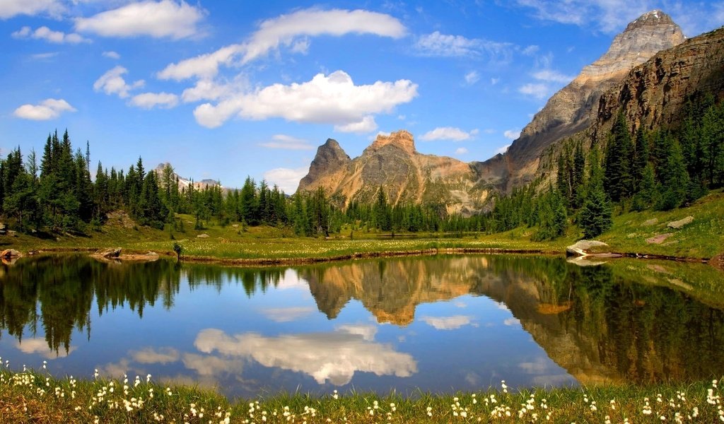Обои озеро, горы, природа, лес, отражение, пейзаж, lake, mountains, nature, forest, reflection, landscape разрешение 1920x1200 Загрузить