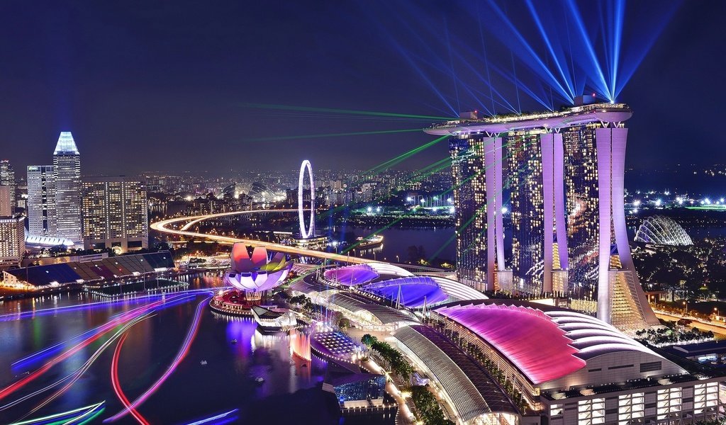 Обои ночь, огни, город, сингапур, marina bay sands, night, lights, the city, singapore разрешение 1920x1200 Загрузить