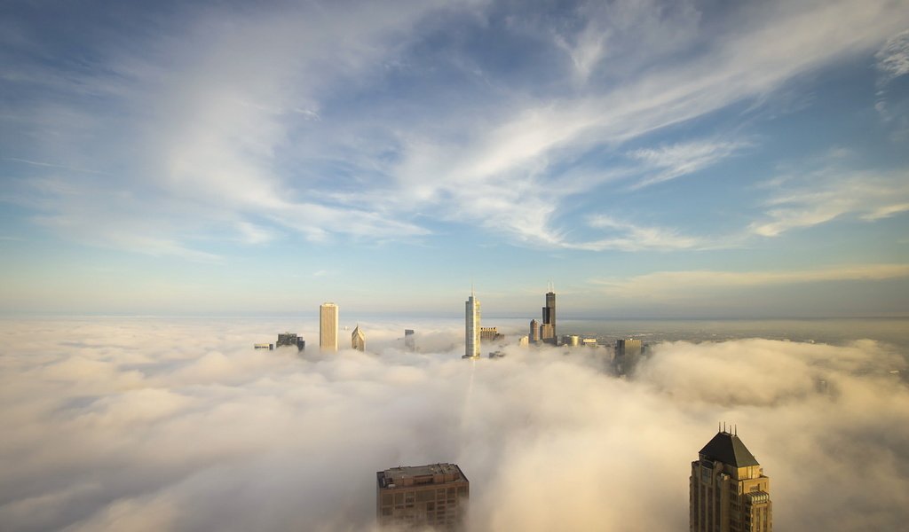 Обои небо, облака, город, сша, здания, чикаго, the sky, clouds, the city, usa, building, chicago разрешение 1920x1200 Загрузить