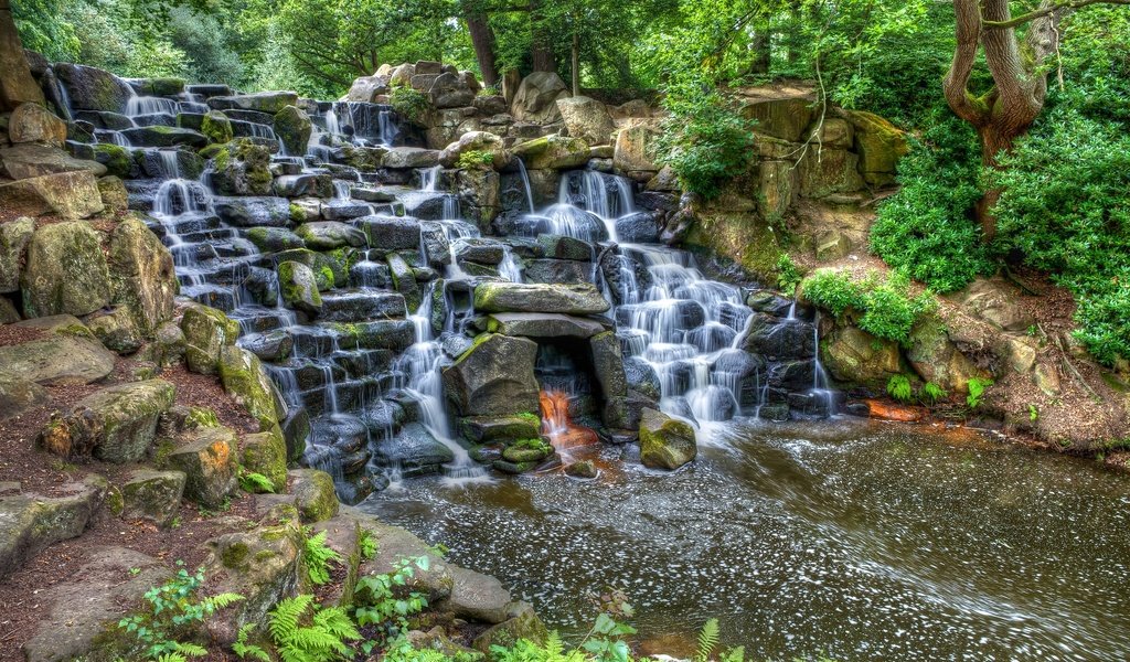 Обои деревья, скалы, пейзаж, водопад, вирджиния, trees, rocks, landscape, waterfall, va разрешение 2880x1919 Загрузить