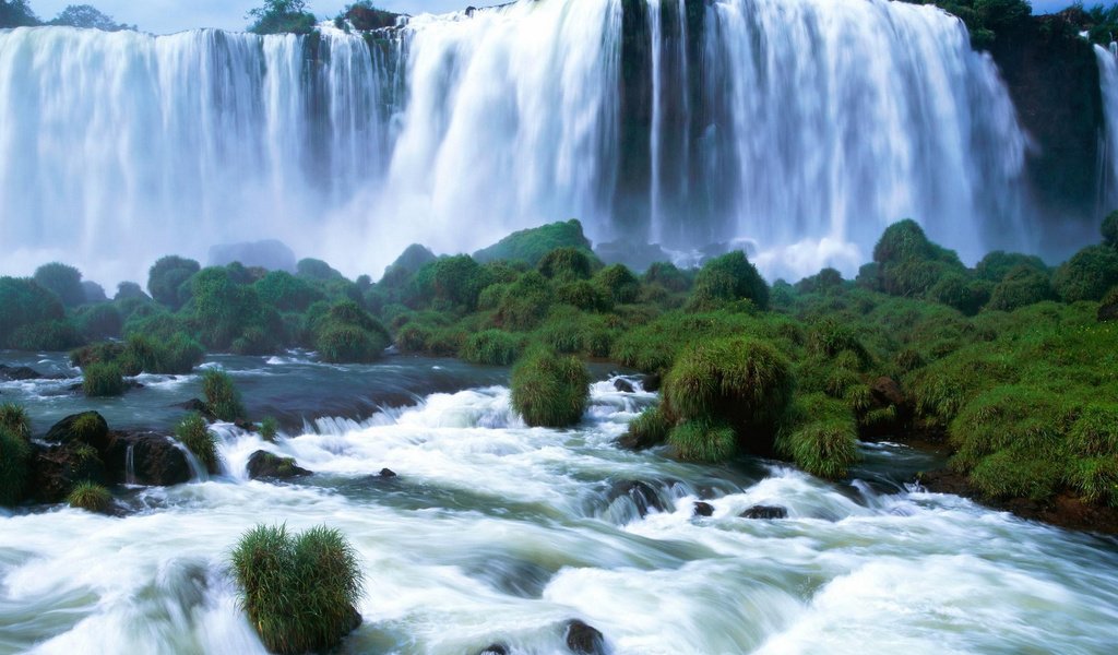 Обои река, пейзаж, водопад, водопад игуасу, river, landscape, waterfall, the iguaçu falls разрешение 1920x1200 Загрузить