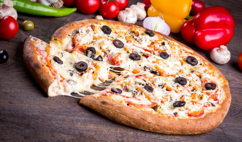 Обои овощи, перец, пицца, маслины, vegetables, pepper, pizza, olives разрешение 3000x2009 Загрузить