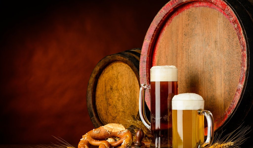 Обои колосья, стаканы, пиво, бочки, пена, крендель, ears, glasses, beer, barrels, foam, pretzel разрешение 7105x4912 Загрузить