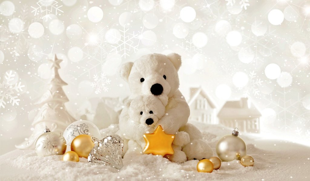 Обои снег, рождество, новый год, елочные игрушки, елка, медведи, звездочка, зима, домики, мишки, шарики, игрушки, snow, christmas, new year, christmas decorations, tree, asterisk, winter, houses, bears, balls, toys разрешение 2880x1800 Загрузить