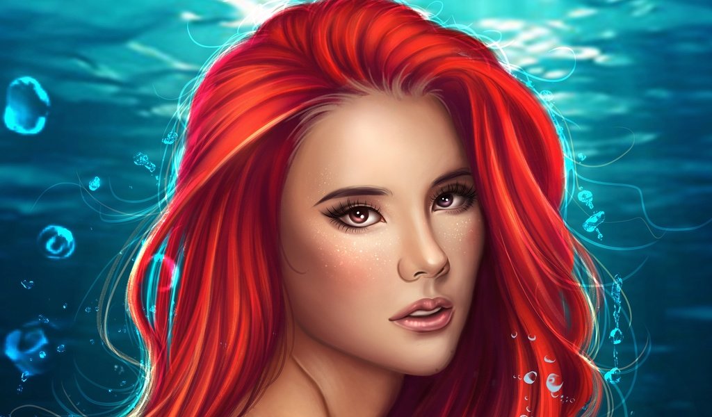 Обои вода, девушка, взгляд, русалка, ариель, water, girl, look, mermaid, ariel разрешение 2560x1581 Загрузить