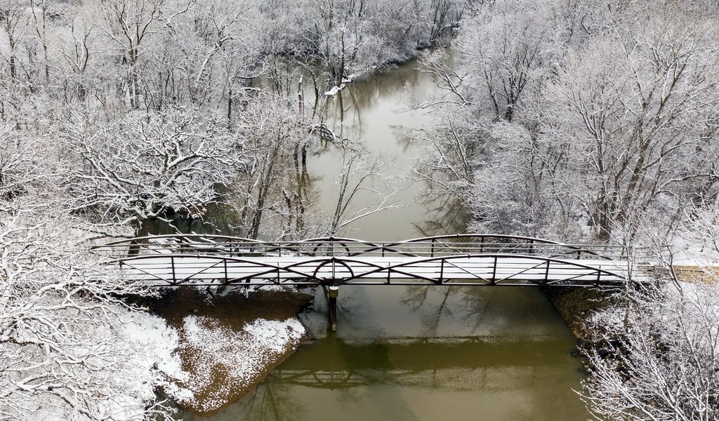 Обои река, зима, мост, river, winter, bridge разрешение 4095x2728 Загрузить