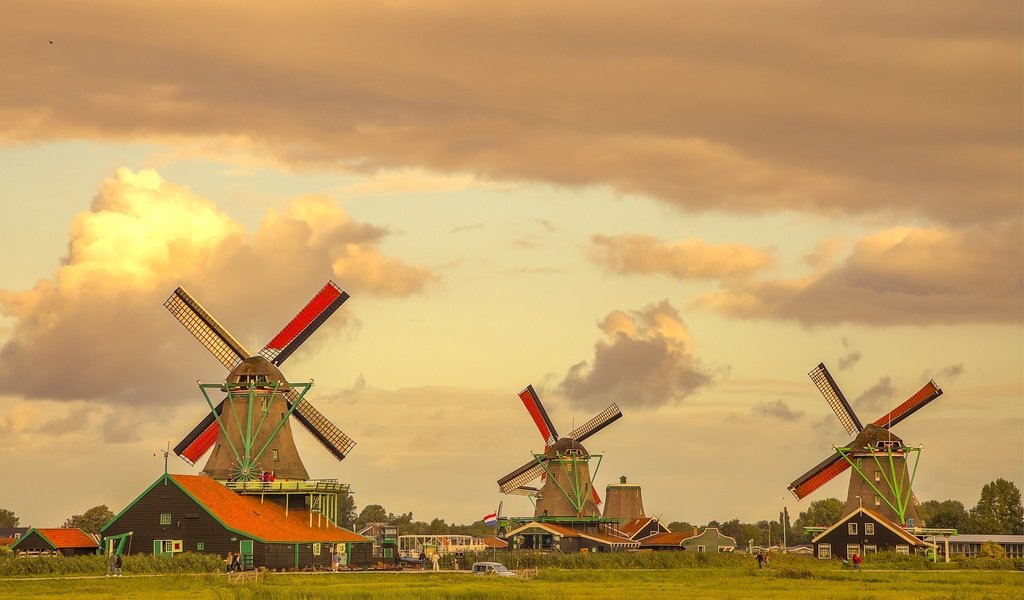 Обои нидерланды, ветряные мельницы, netherlands, windmills разрешение 3072x2048 Загрузить