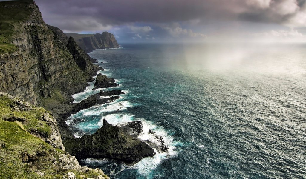 Обои скалы, побережье, океан, норвегия, фарерские острова, rocks, coast, the ocean, norway, faroe islands разрешение 1920x1200 Загрузить