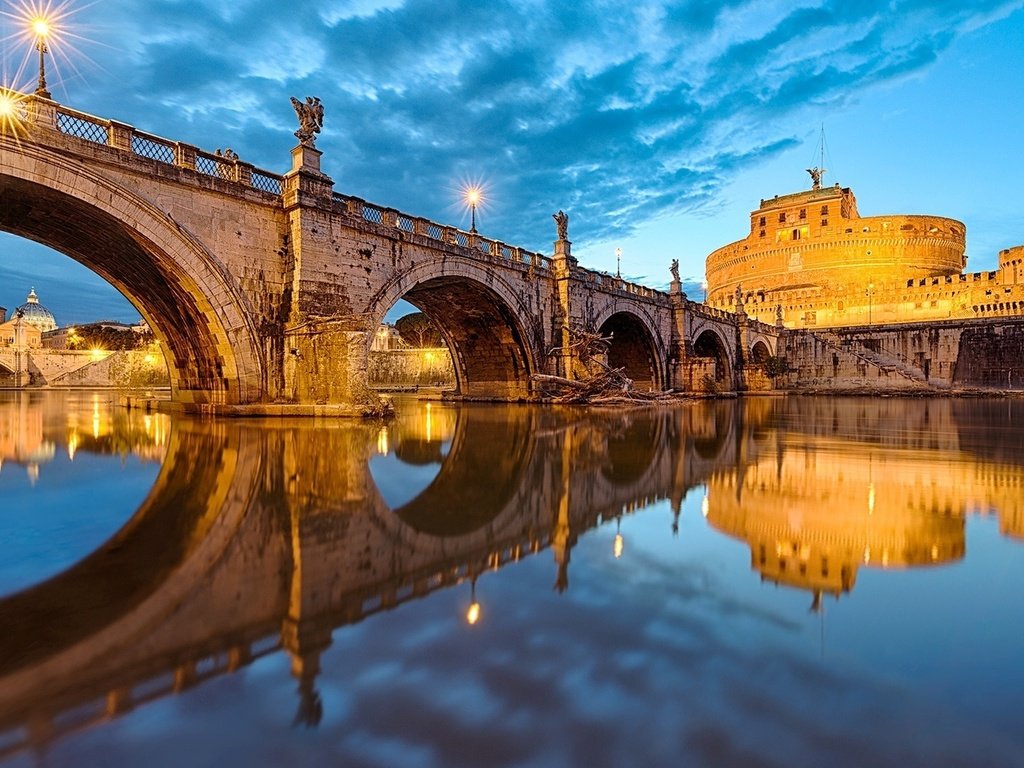 Обои италия, рим, ponte santangelo, st. angelo bridge, vatican, italy, rome разрешение 1920x1080 Загрузить