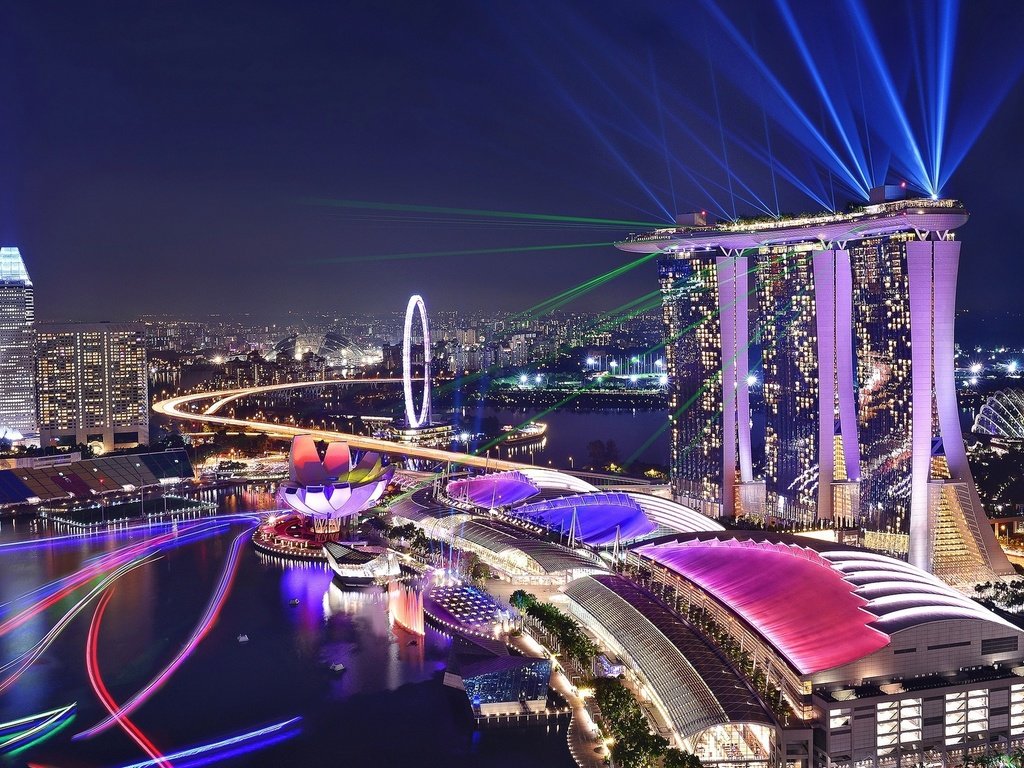 Обои ночь, огни, город, сингапур, marina bay sands, night, lights, the city, singapore разрешение 1920x1200 Загрузить
