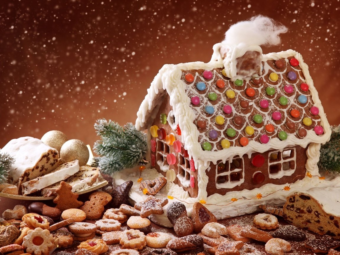 Обои пряники, новый год, пряничный домик, сладости, сладкий домик, праздник, рождество, порошок, печенье, выпечка, бисквит, снегопад, gingerbread, new year, gingerbread house, sweets, sweet house, holiday, christmas, powder, cookies, cakes, biscuit, snowfall разрешение 1920x1280 Загрузить