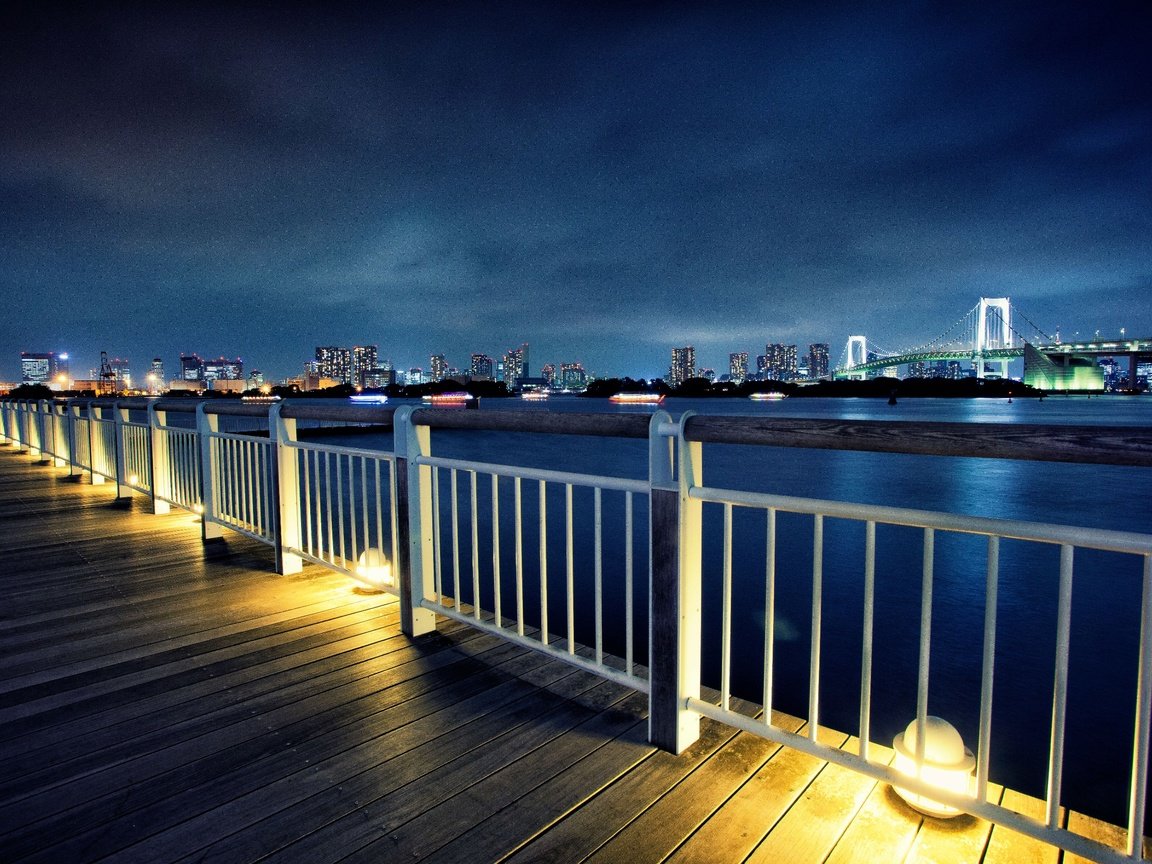 Обои по, токио, ноч, waterfront, at, tokyo, night разрешение 2696x1797 Загрузить