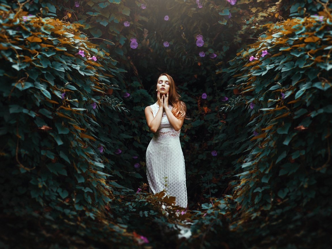 Обои цветы, природа, девушка, платье, ronny garcia, flowers, nature, girl, dress разрешение 2048x1417 Загрузить