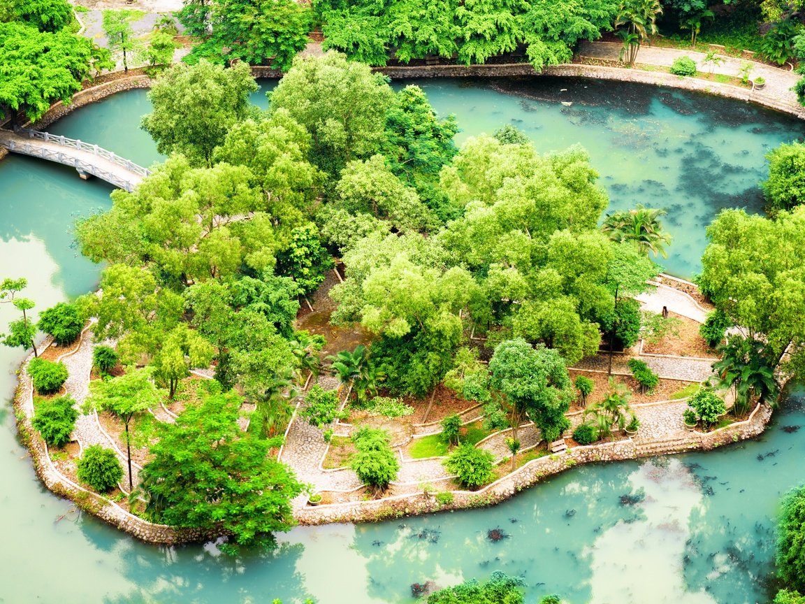 Обои парк, пруд, мосты, вьетнам, ninh binh, тропический сад, park, pond, bridges, vietnam, tropical garden разрешение 4000x2670 Загрузить