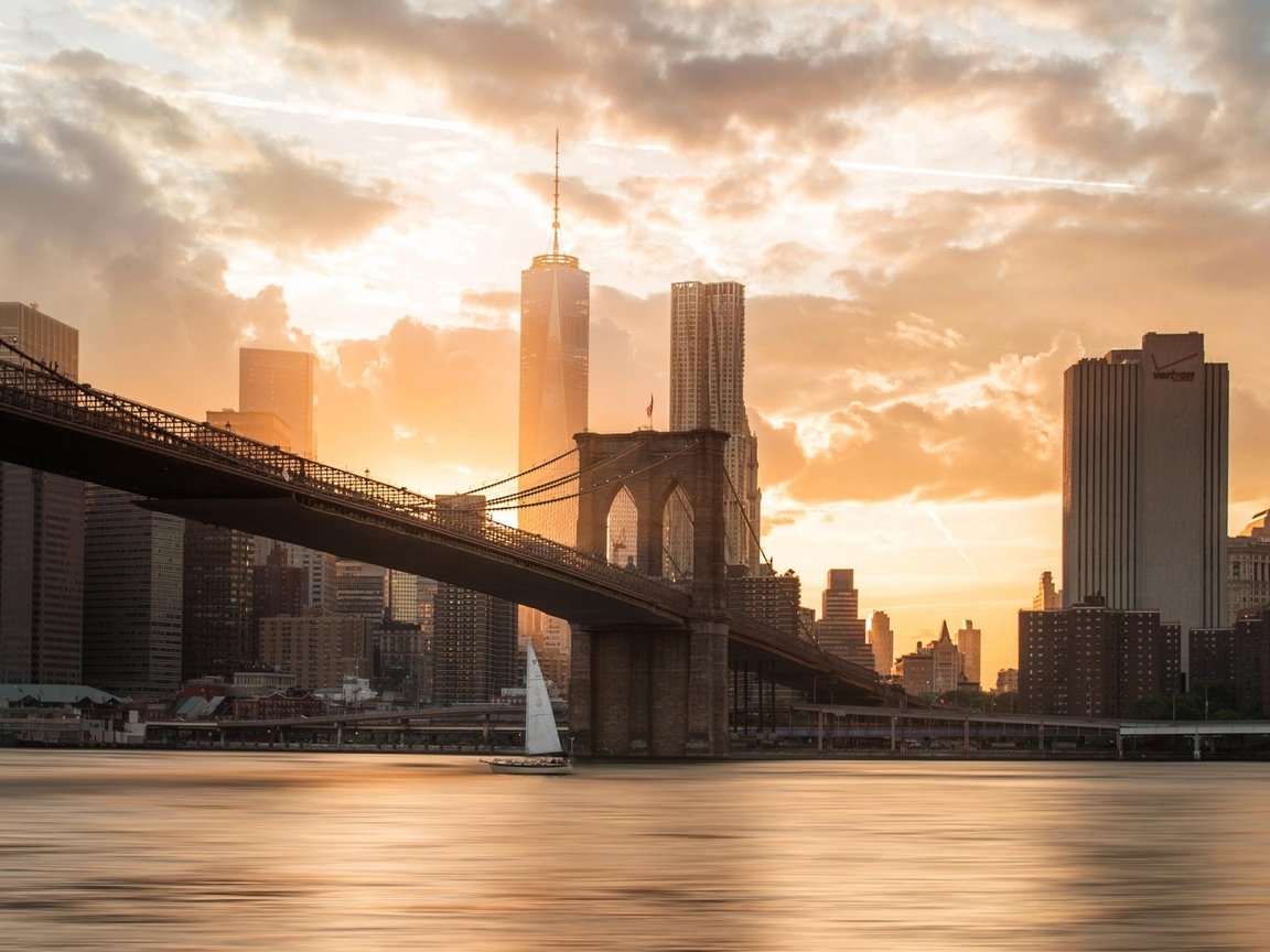 Обои река, закат, мост, город, сша, бруклин, river, sunset, bridge, the city, usa, brooklyn разрешение 2047x1585 Загрузить