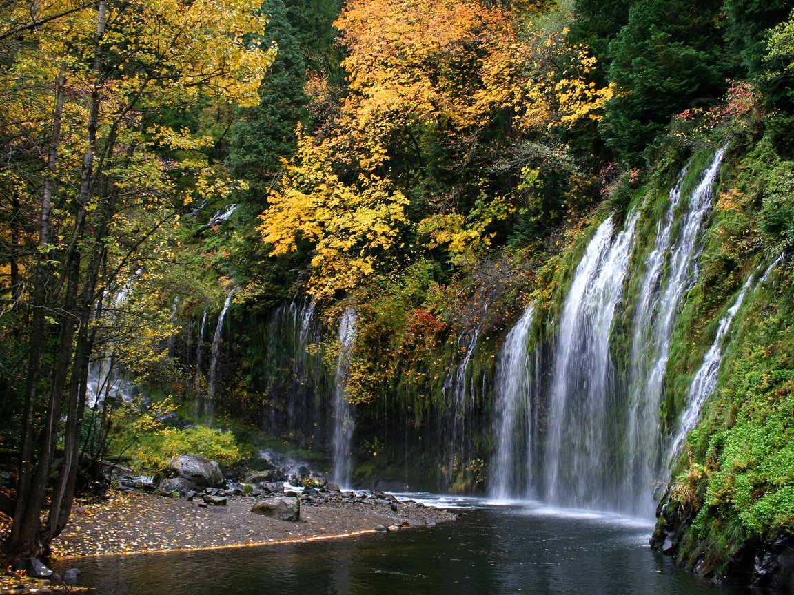 Обои река, природа, лес, водопад, осень, river, nature, forest, waterfall, autumn разрешение 2880x1800 Загрузить