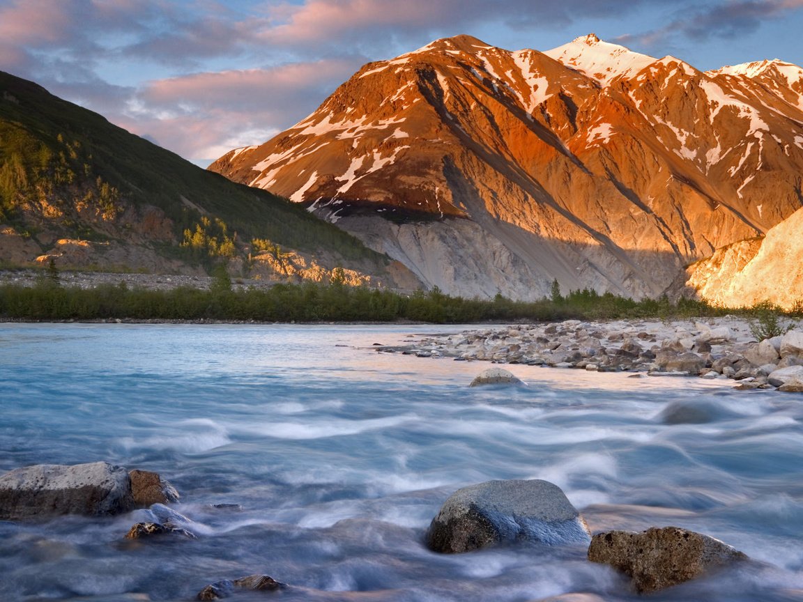 Обои река, горы, камни, river, mountains, stones разрешение 1920x1080 Загрузить