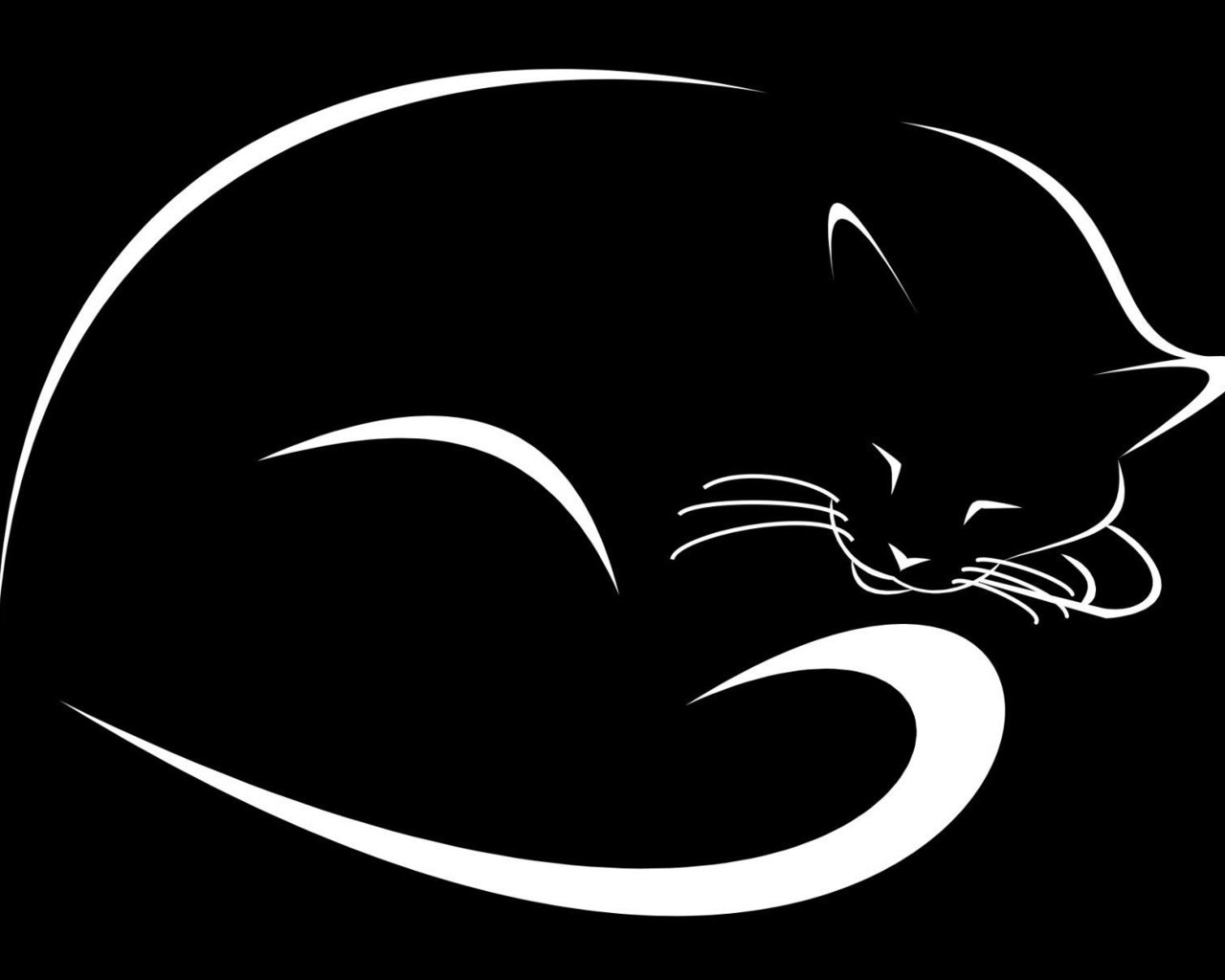 Обои рисунок, кошка, черный фон, figure, cat, black background разрешение 1920x1200 Загрузить