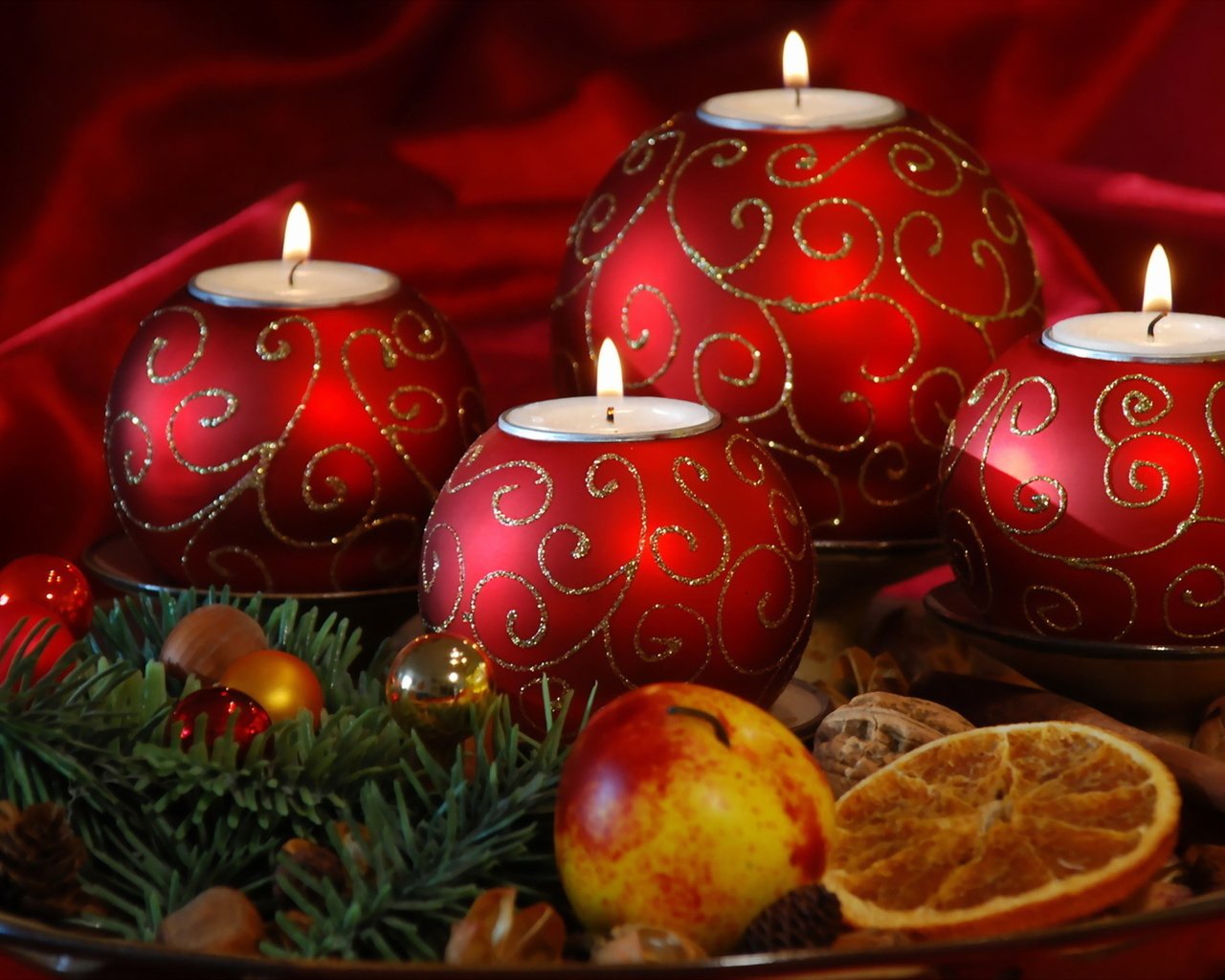 Обои свечи, новый год, фрукты, candles, new year, fruit разрешение 1920x1200 Загрузить