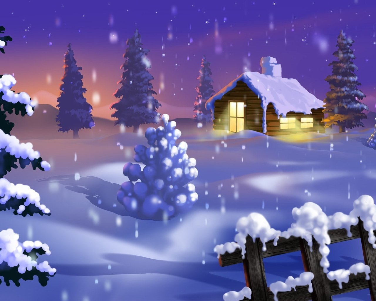 Обои деревья, снег, зима, дом, trees, snow, winter, house разрешение 1920x1200 Загрузить