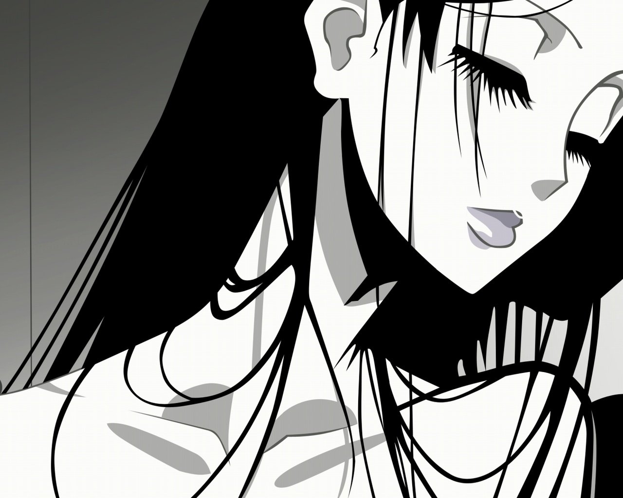 Обои девушка, настроение, чёрно-белое, манга, girl, mood, black and white, manga разрешение 1920x1079 Загрузить