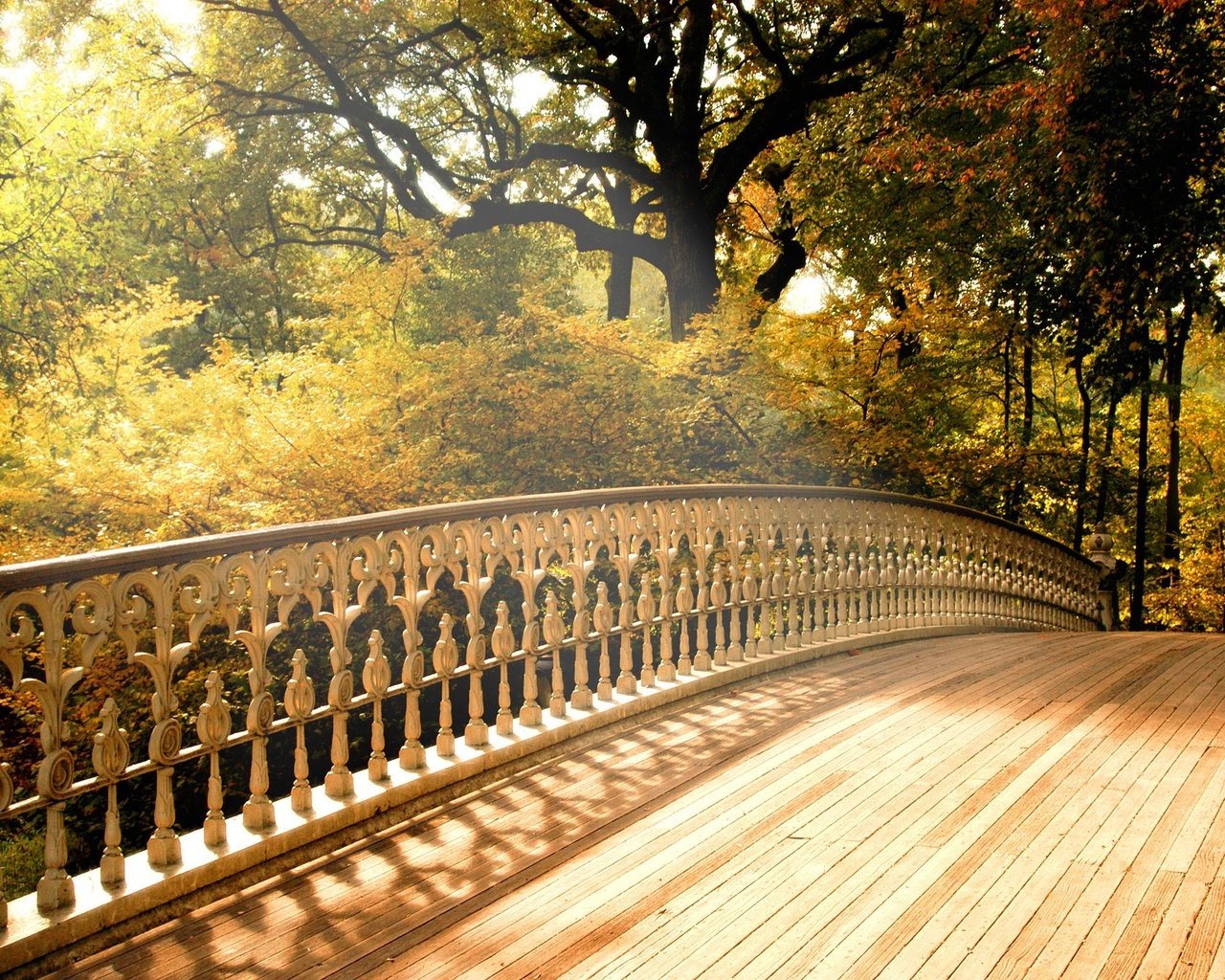 Обои деревья, мост, осень, trees, bridge, autumn разрешение 2000x1376 Загрузить