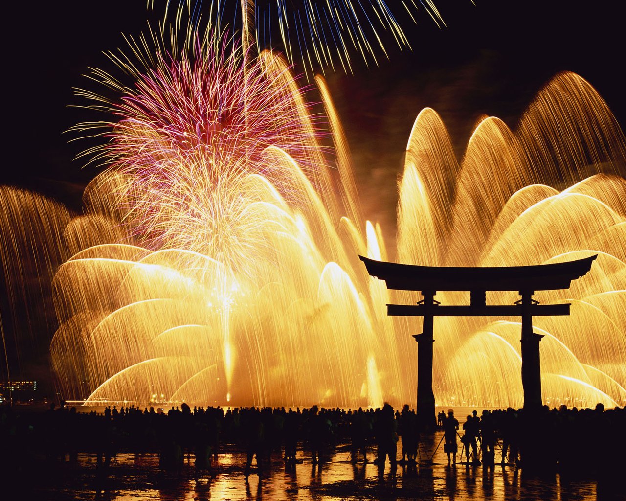 Обои ночь, япония, фейерверк, night, japan, fireworks разрешение 1920x1200 Загрузить