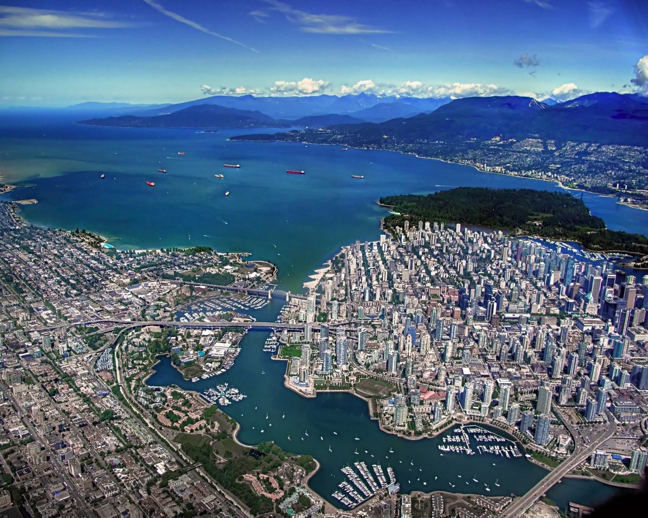 Обои вид сверху, залив, ванкувер, канада, the view from the top, bay, vancouver, canada разрешение 1920x1440 Загрузить