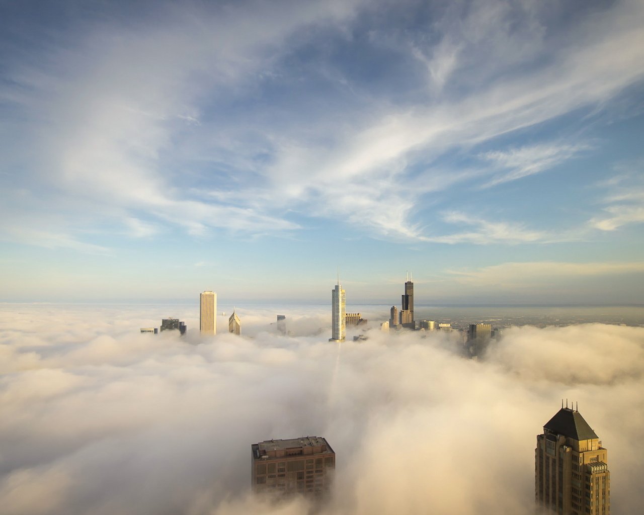 Обои небо, облака, город, сша, здания, чикаго, the sky, clouds, the city, usa, building, chicago разрешение 1920x1200 Загрузить