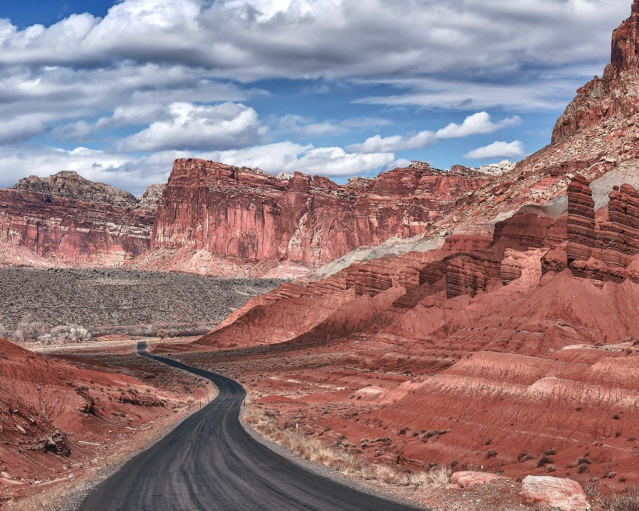 Обои дорога, горы, пейзаж, capitol reef national park, road, mountains, landscape разрешение 4638x3072 Загрузить