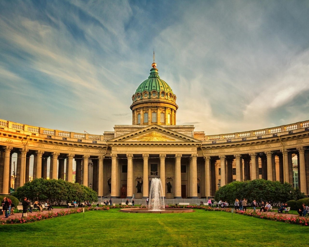 Обои собор, фонтан, россия, санкт-петербург, казанский собор, cathedral, fountain, russia, saint petersburg, kazan cathedral разрешение 1920x1200 Загрузить