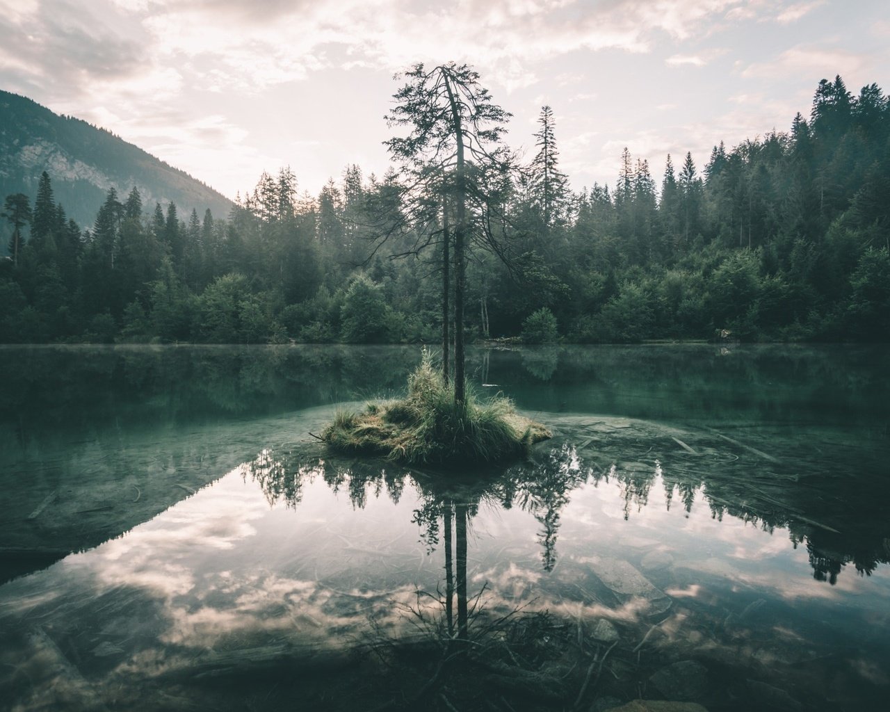 Обои небо, озеро, дерево, лес, отражение, ветки, the sky, lake, tree, forest, reflection, branches разрешение 2048x1365 Загрузить